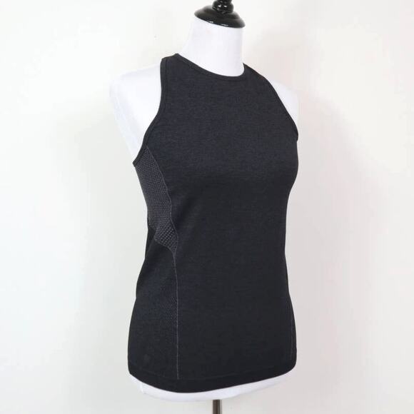 Athleta Size S Racerback Tank Netted Panels Jewel Neck Gray Black - Picture 6 of 10